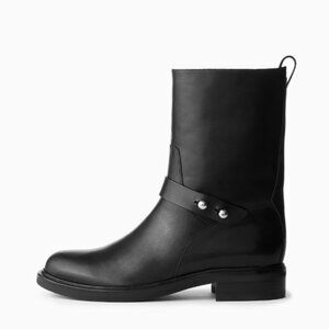 Rag & Bone Slayton Moto Boot in Black Burnished Leather Size 39.5